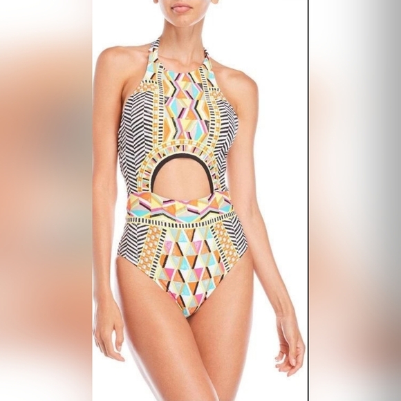 Colorful Geometric One-Piece Swimsuit From TRINA TURK - Picture 1 of 7